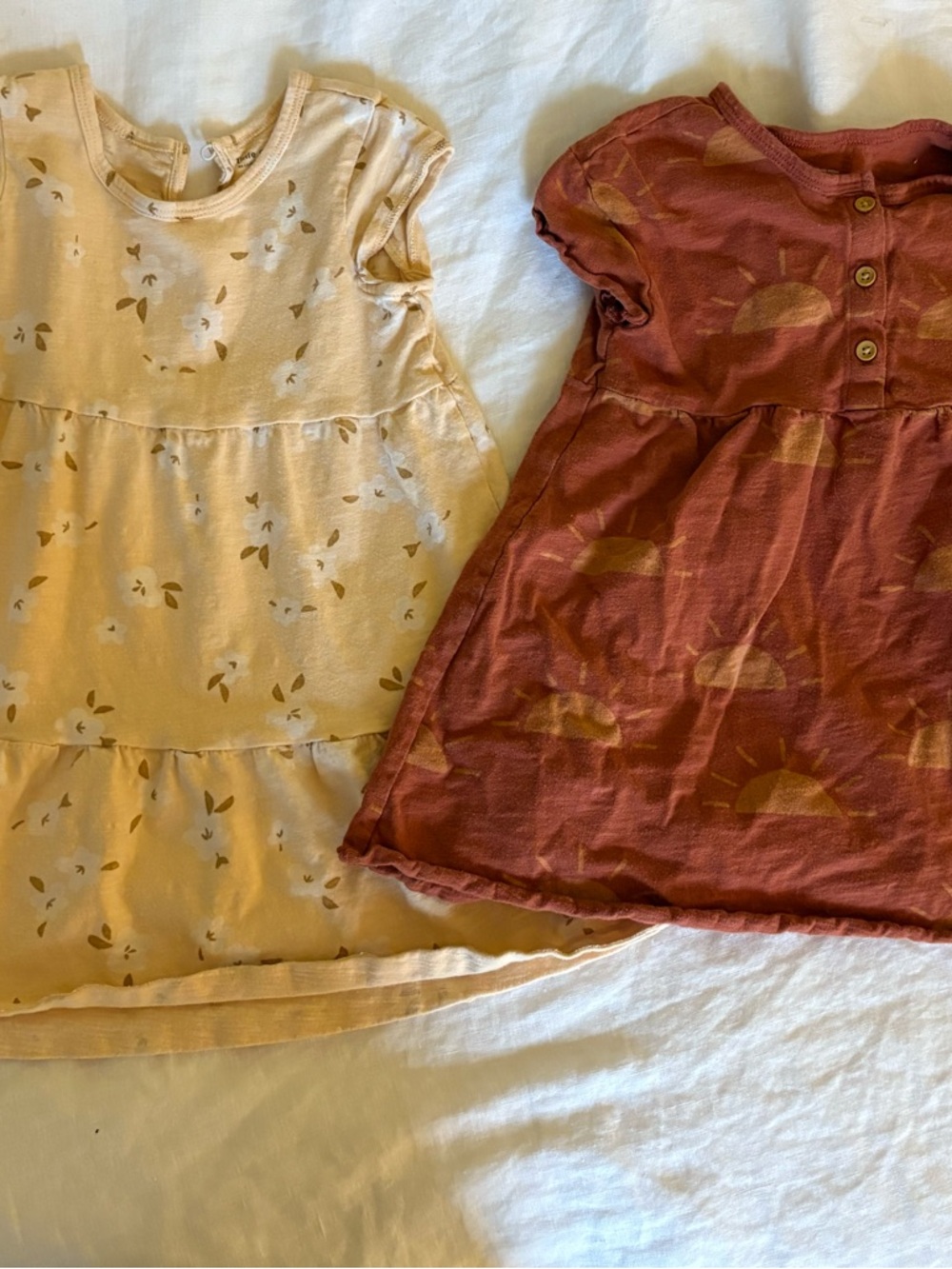 Girls' Casual Tiered Dress in Cream and Rust